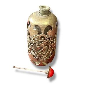 Chinese Silver Metal Over Hardstone Snuff Bottle